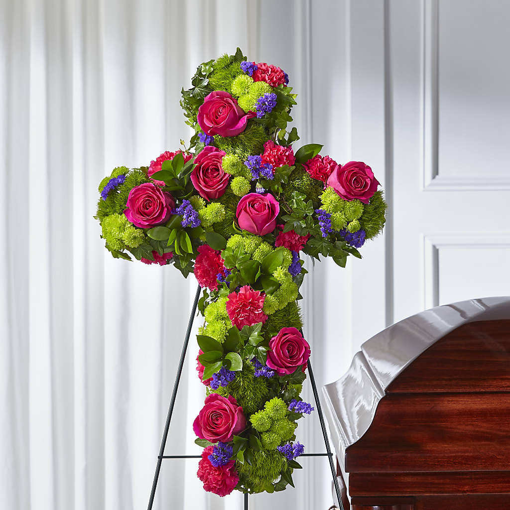 Tribute Rose Floral Cross – HELEN'S FLOWERS LLC, Radcliff KY