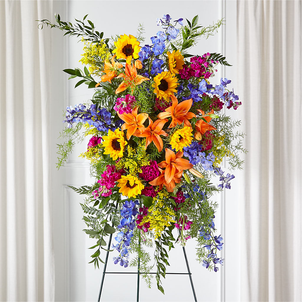 Sunlit Memories Standing Spray (Standard) – HELEN'S FLOWERS LLC, Radcliff KY