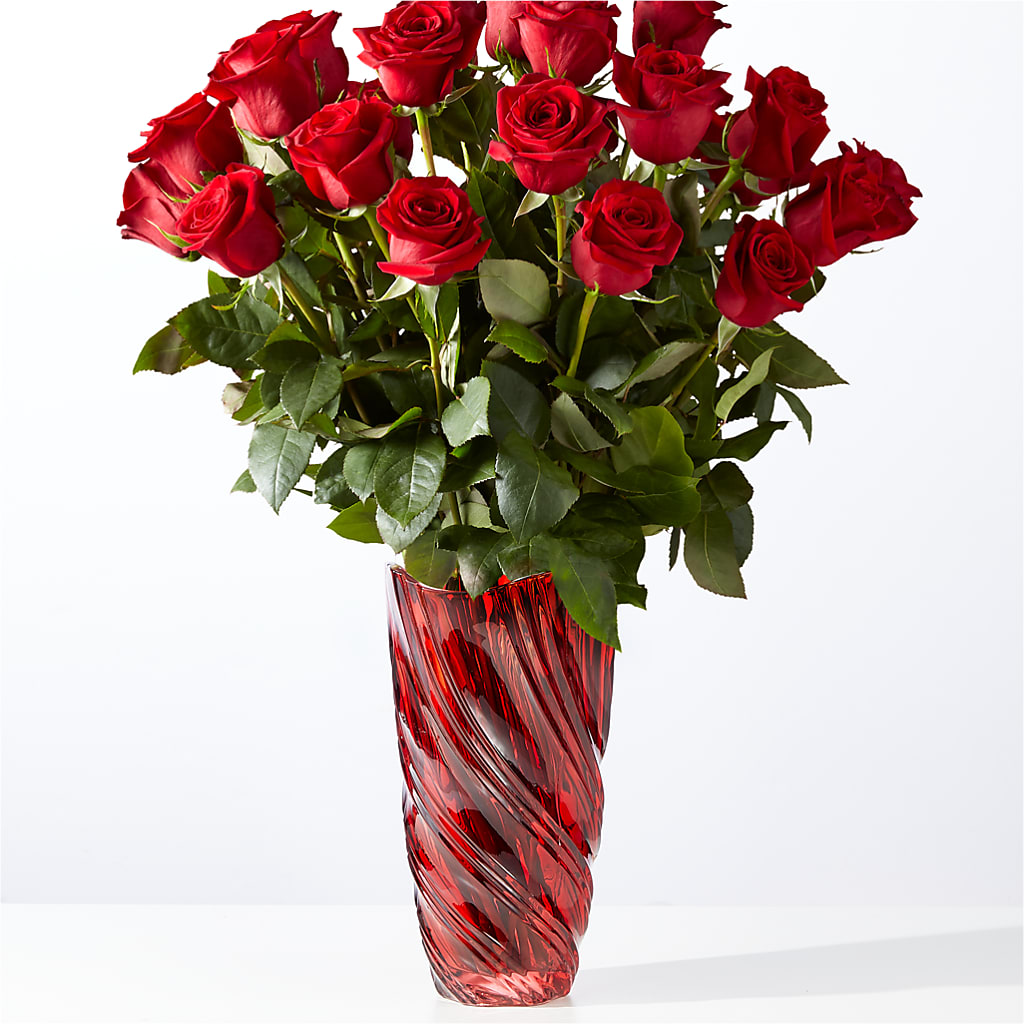 Classic Love Red Rose Bouquet with Luxe Swirl Vase – HELEN'S FLOWERS LLC, Radcliff KY