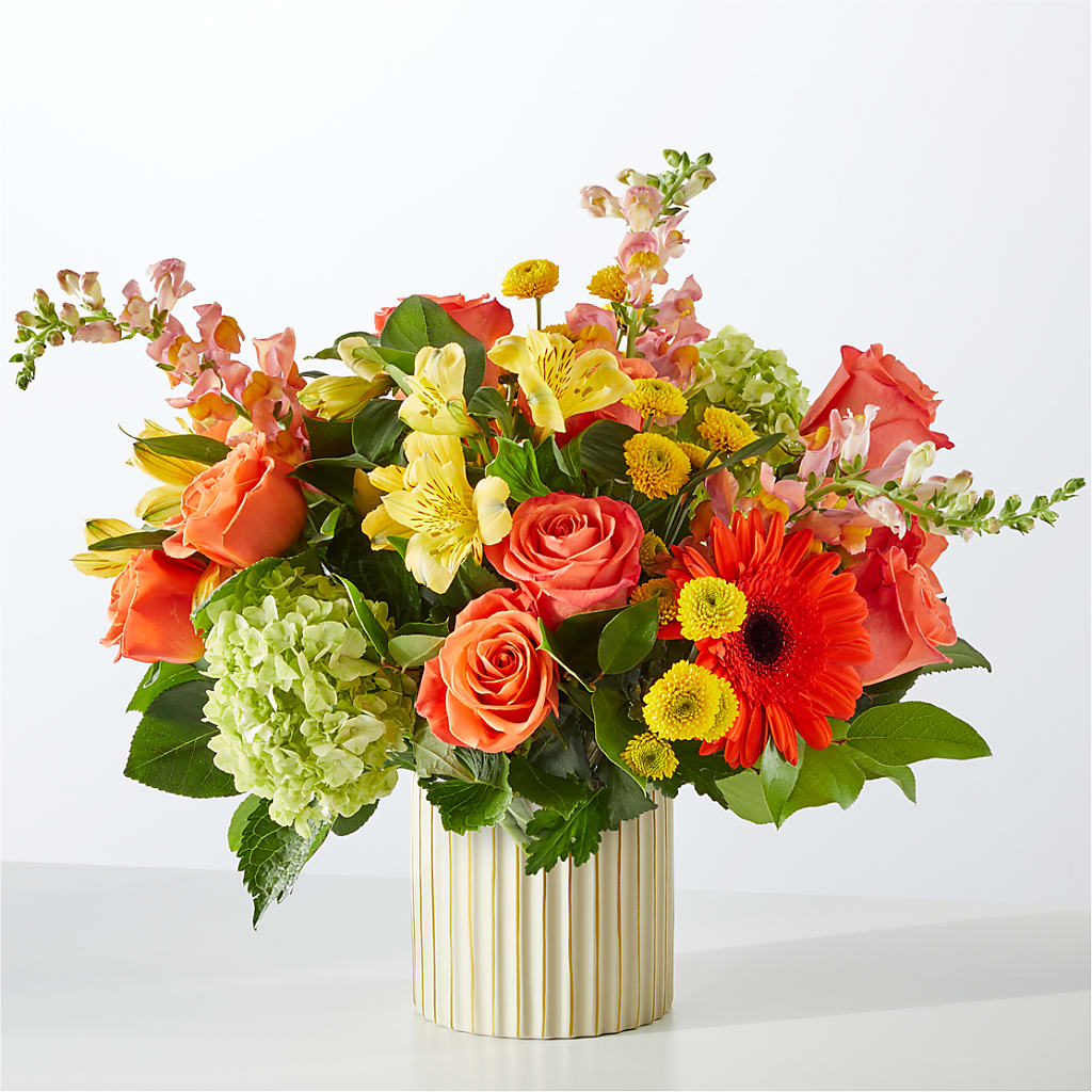 Autumn Sunshine Bouquet with Ivory Vase – HELEN'S FLOWERS LLC, Radcliff KY