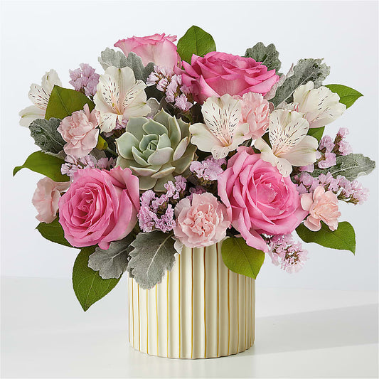 Dusty Rose Bouquet with Ivory Vase – HELEN'S FLOWERS LLC, Radcliff KY