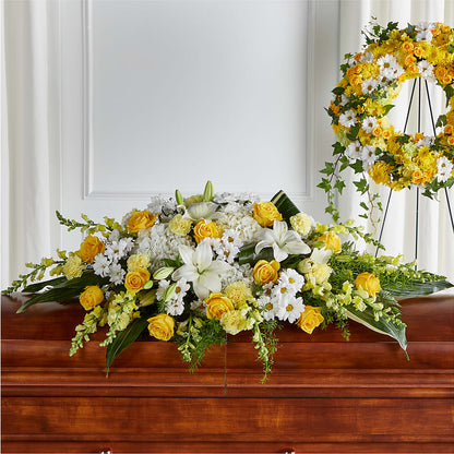 Golden Harmony Casket Spray – HELEN'S FLOWERS LLC, Radcliff KY