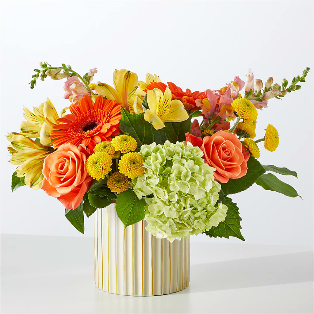 Autumn Sunshine Bouquet with Ivory Vase – HELEN'S FLOWERS LLC, Radcliff KY