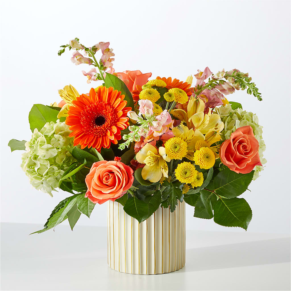 Autumn Sunshine Bouquet with Ivory Vase – HELEN'S FLOWERS LLC, Radcliff KY