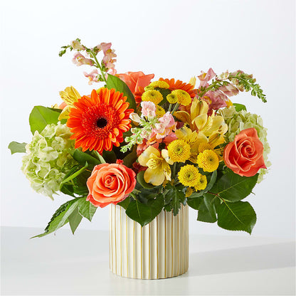 Autumn Sunshine Bouquet with Ivory Vase – HELEN'S FLOWERS LLC, Radcliff KY