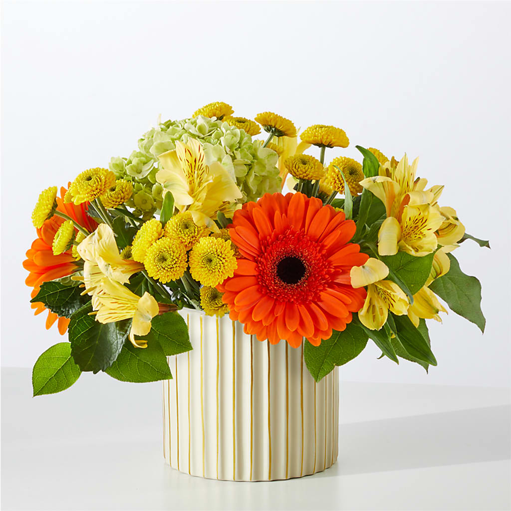 Autumn Sunshine Bouquet with Ivory Vase – HELEN'S FLOWERS LLC, Radcliff KY