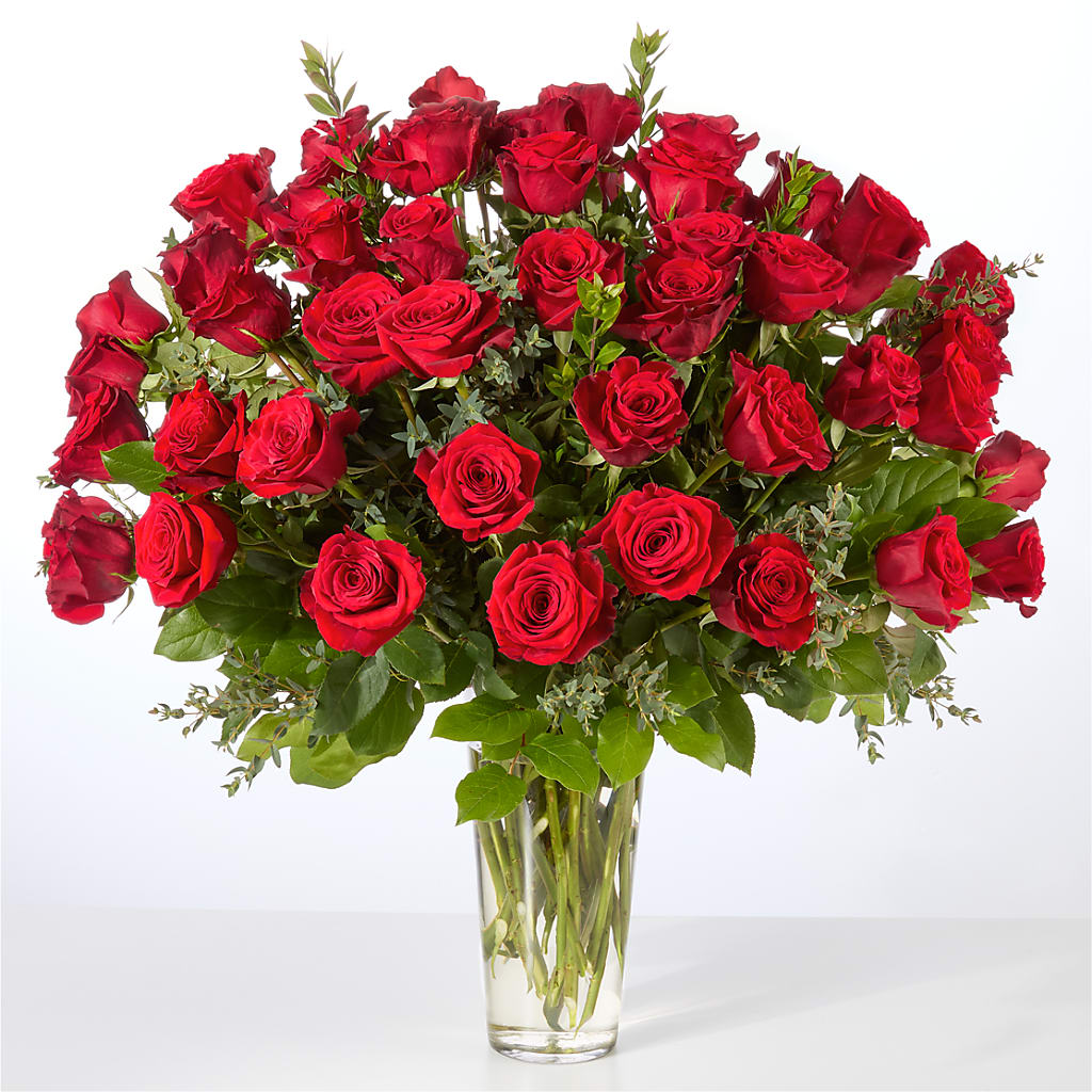 Forever Yours Fifty Stem Red Rose Bouquet – HELEN'S FLOWERS LLC, Radcliff KY